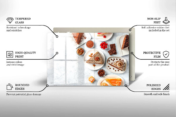 Steklena podloga za rezanje Sladkost torte