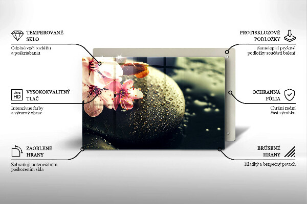 Steklena podloga za rezanje Rože zen kamni