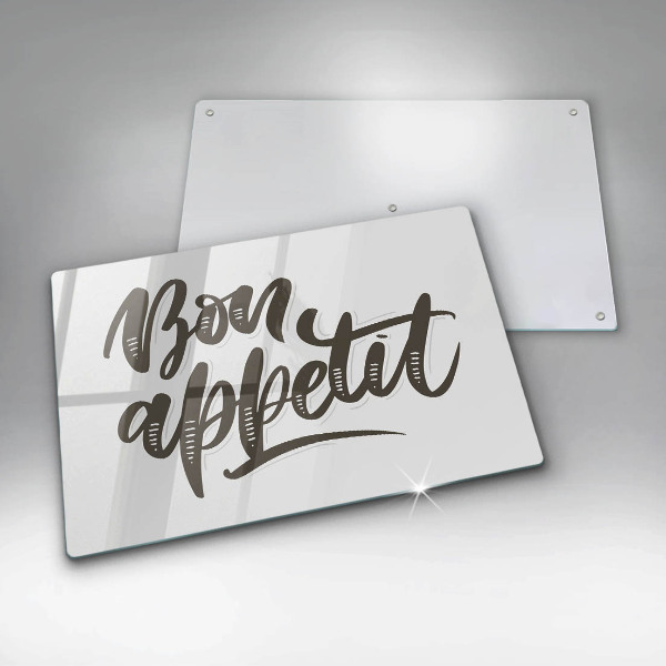Steklena podloga za rezanje Napis Bon Appetit