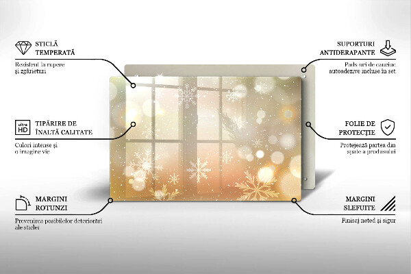 Steklena podloga za rezanje Snežinke