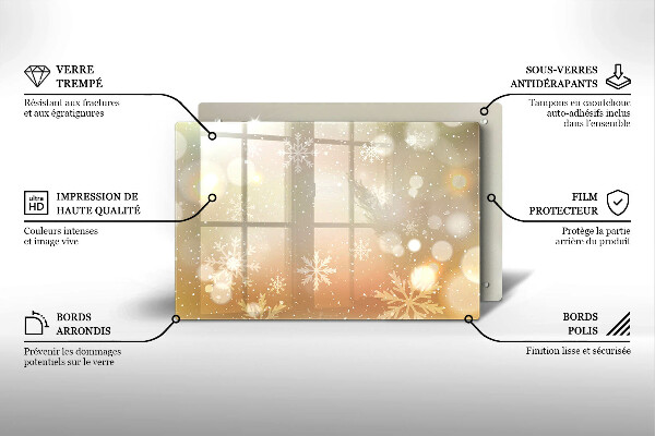 Steklena podloga za rezanje Snežinke