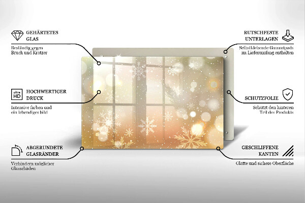 Steklena podloga za rezanje Snežinke