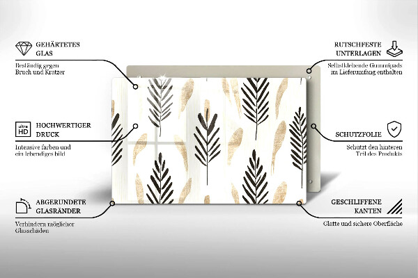 Steklena podloga za rezanje Boho rastline