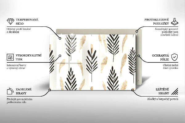 Steklena podloga za rezanje Boho rastline