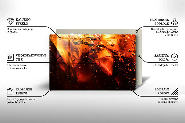 Steklena podloga za rezanje Cola pijača z ledom