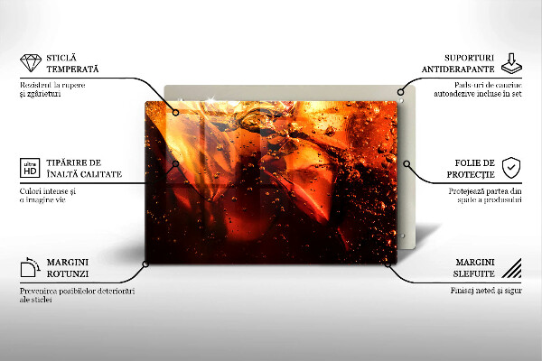 Steklena podloga za rezanje Cola pijača z ledom