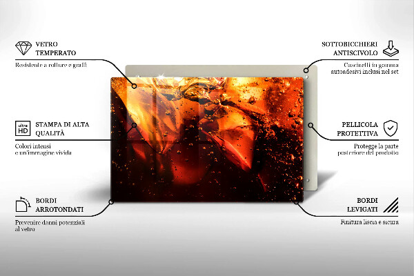 Steklena podloga za rezanje Cola pijača z ledom