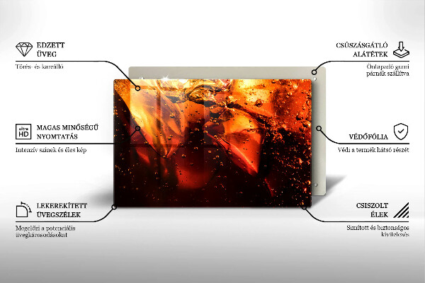 Steklena podloga za rezanje Cola pijača z ledom