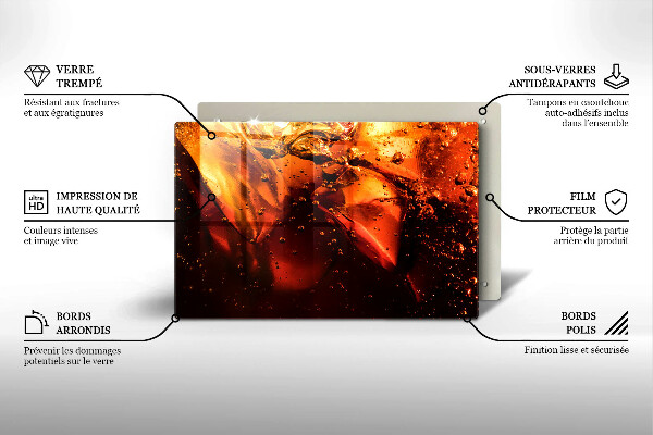 Steklena podloga za rezanje Cola pijača z ledom