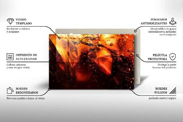 Steklena podloga za rezanje Cola pijača z ledom