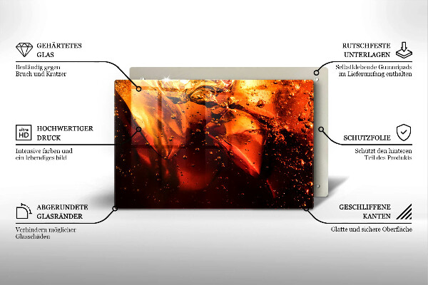 Steklena podloga za rezanje Cola pijača z ledom