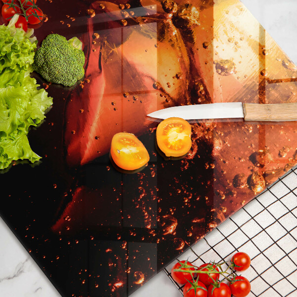 Steklena podloga za rezanje Cola pijača z ledom