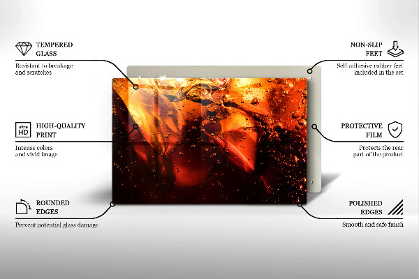 Steklena podloga za rezanje Cola pijača z ledom