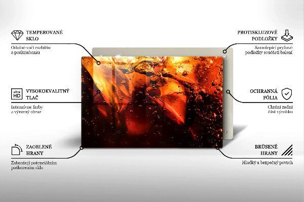 Steklena podloga za rezanje Cola pijača z ledom