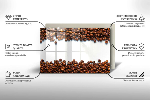 Steklena podloga za rezanje Kavna zrna