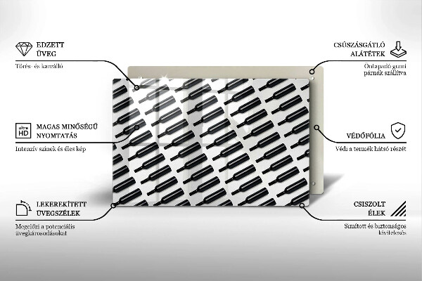 Steklena podloga za rezanje Steklenice črnega vina