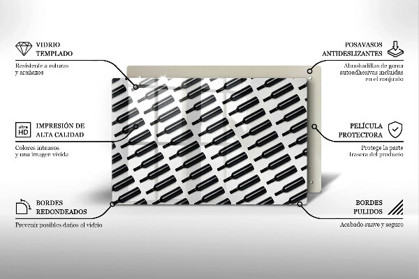Steklena podloga za rezanje Steklenice črnega vina