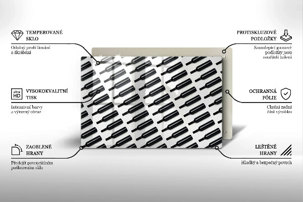 Steklena podloga za rezanje Steklenice črnega vina