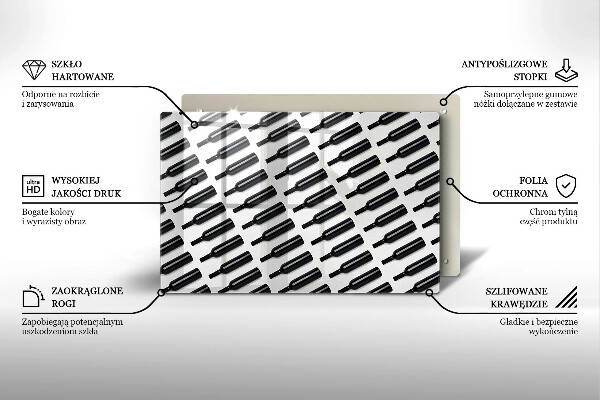 Steklena podloga za rezanje Steklenice črnega vina