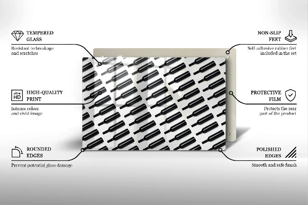 Steklena podloga za rezanje Steklenice črnega vina