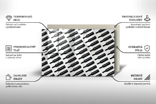 Steklena podloga za rezanje Steklenice črnega vina
