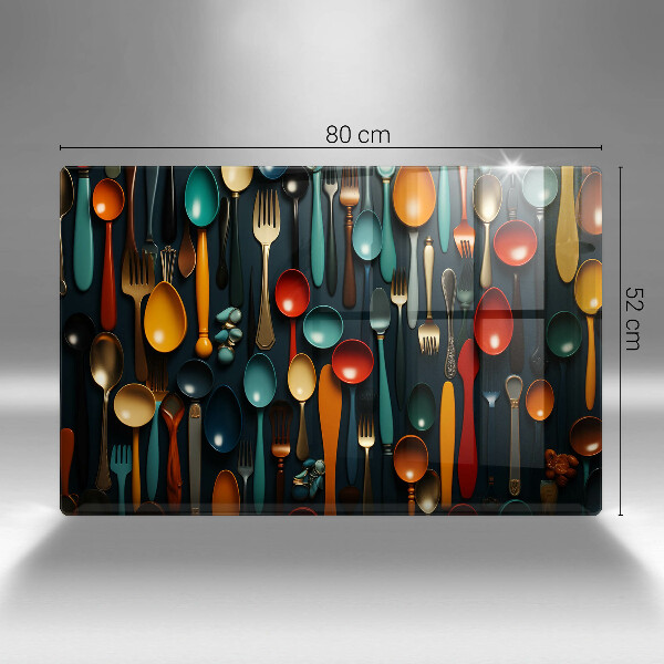 Steklena podloga za rezanje Pisane žlice in vilice