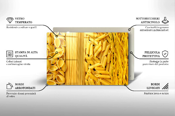 Steklena podloga za rezanje Testenine