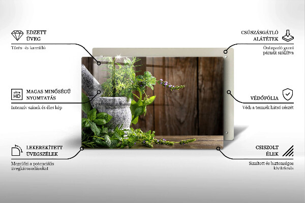 Steklena podloga za rezanje Zelena zelišča