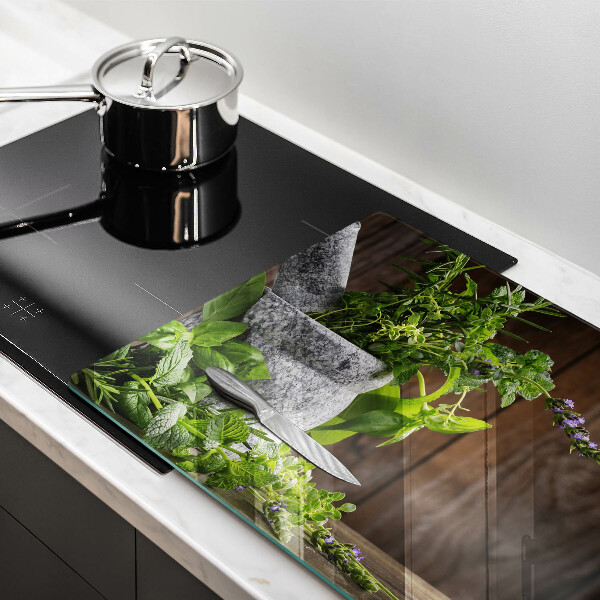 Steklena podloga za rezanje Zelena zelišča