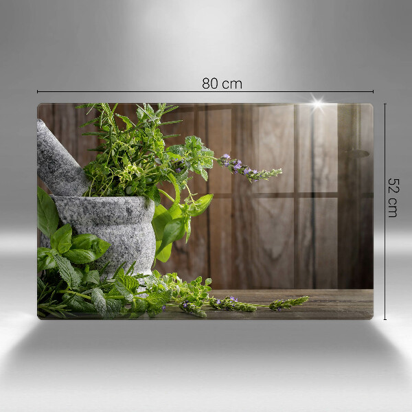 Steklena podloga za rezanje Zelena zelišča