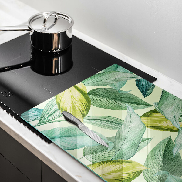Steklena podloga za rezanje Zeleni tropski listi