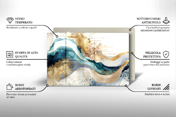 Steklena podloga za rezanje Barvit marmor