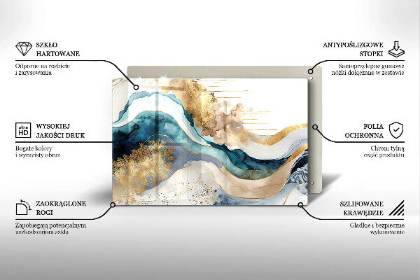 Steklena podloga za rezanje Barvit marmor