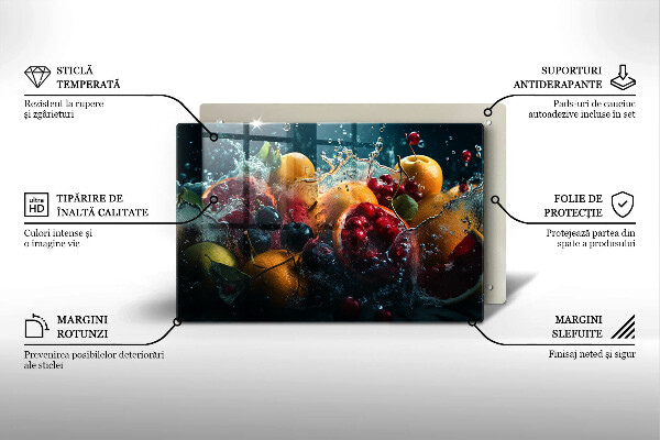 Steklena podloga za rezanje Sadje v vodi