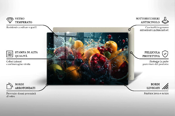 Steklena podloga za rezanje Sadje v vodi