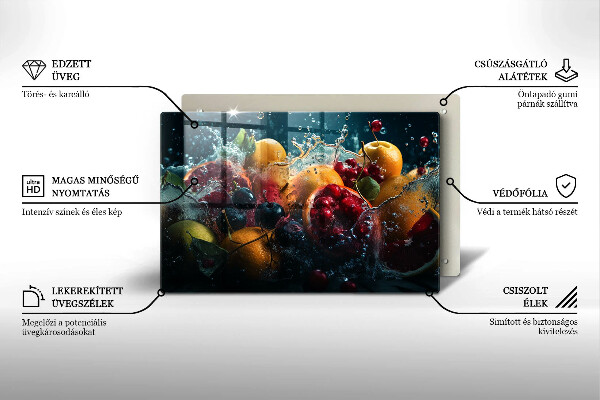 Steklena podloga za rezanje Sadje v vodi