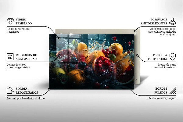 Steklena podloga za rezanje Sadje v vodi