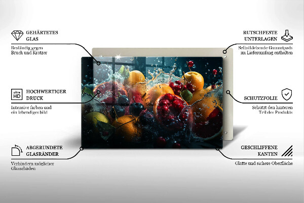 Steklena podloga za rezanje Sadje v vodi