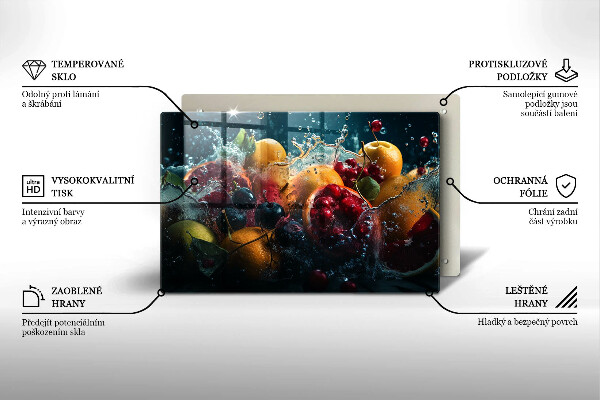 Steklena podloga za rezanje Sadje v vodi