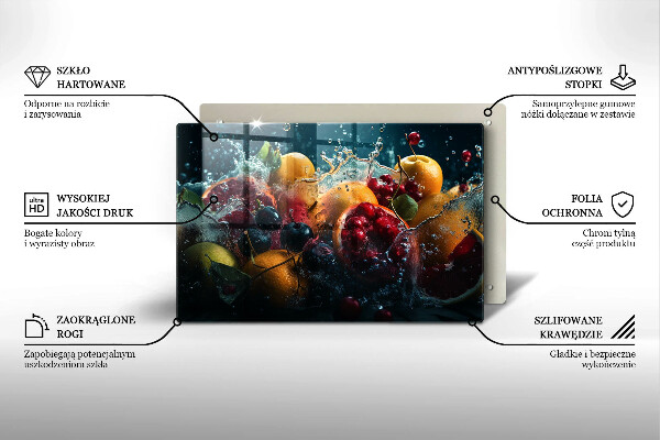 Steklena podloga za rezanje Sadje v vodi