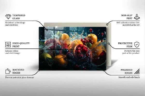 Steklena podloga za rezanje Sadje v vodi