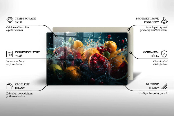 Steklena podloga za rezanje Sadje v vodi