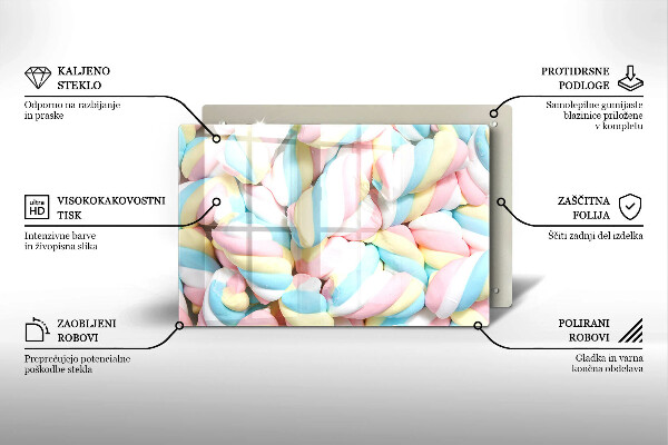 Steklena podloga za rezanje Pisani marshmallows