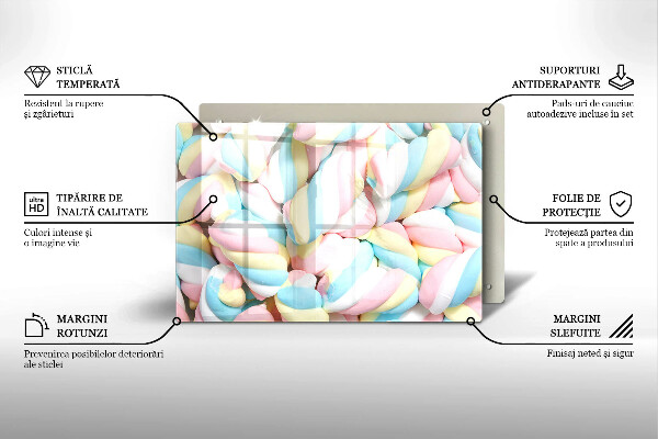 Steklena podloga za rezanje Pisani marshmallows