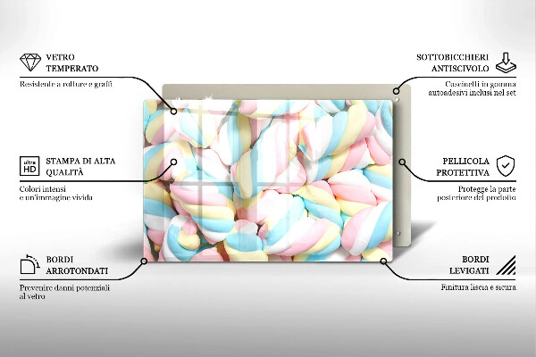 Steklena podloga za rezanje Pisani marshmallows