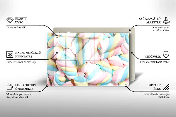 Steklena podloga za rezanje Pisani marshmallows