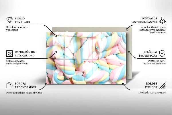 Steklena podloga za rezanje Pisani marshmallows