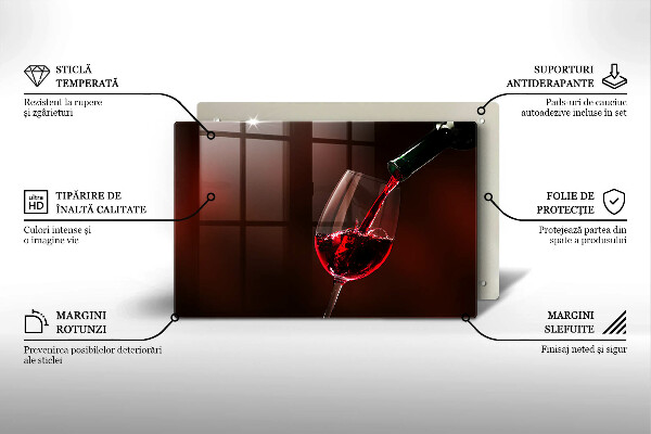 Steklena podloga za rezanje Kozarec vina