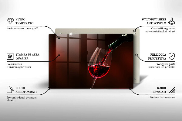 Steklena podloga za rezanje Kozarec vina