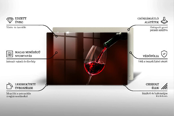 Steklena podloga za rezanje Kozarec vina